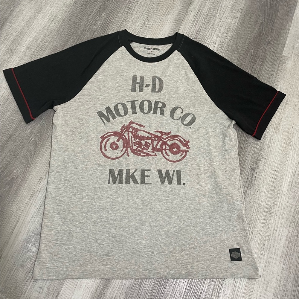 Men's Harley-Davidson Gray and Black Short Sleeve Tee, size Large🏍️ Looks new